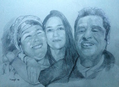image de portrait de famille au crayon