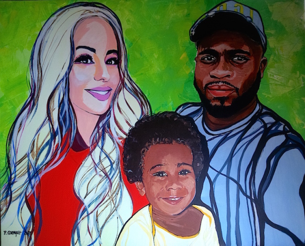 image de portrait de famille à la peinture acrylique