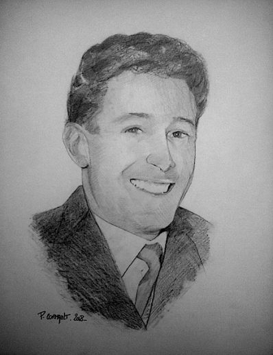 homme dans les années 60, crayon graphite format raisin image de portrait individuel