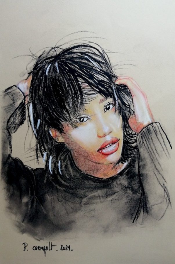 image de portrait au fusain