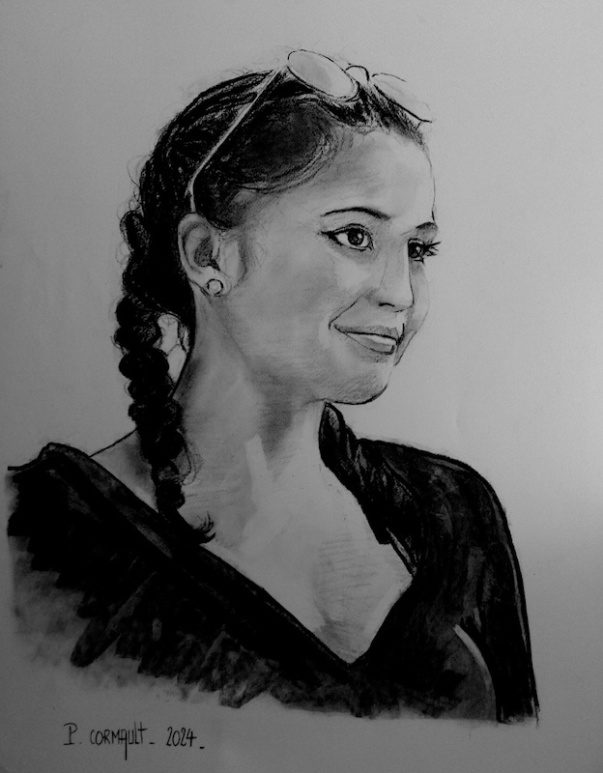 image de portrait au fusain