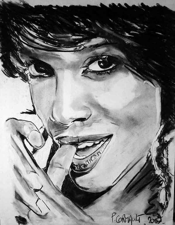 image de portrait au fusain