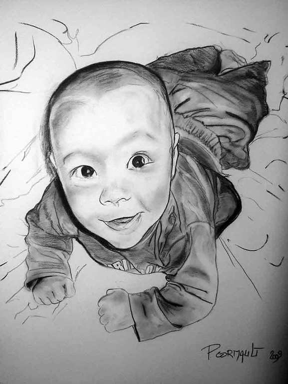 image de portrait au fusain