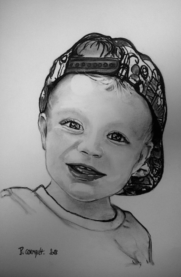 image de portrait au fusain