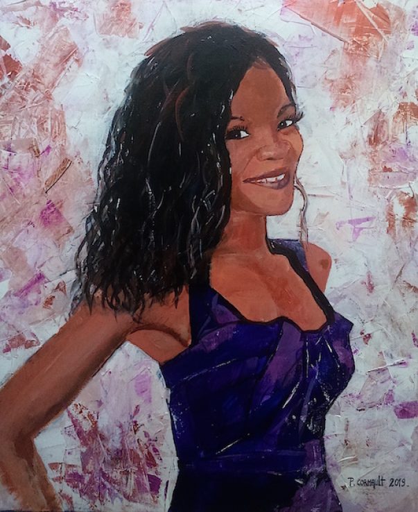 Agnès, acrylique sur toile 20 F (60 cm x 73 cm) image de portrait individuel