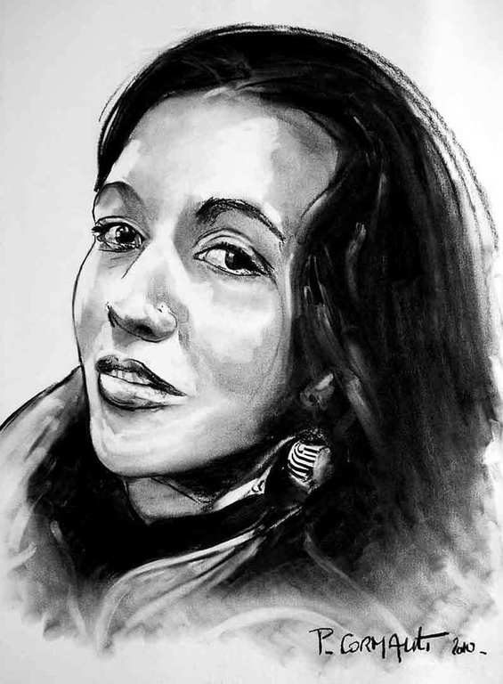 image de portrait au fusain