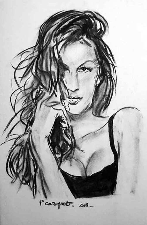 image de portrait au fusain