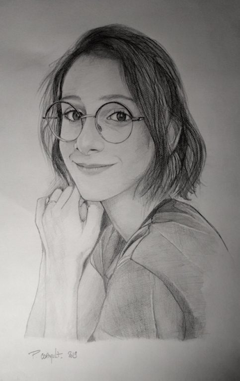 Lili, crayon graphite format demi-raisin image de portrait individuel