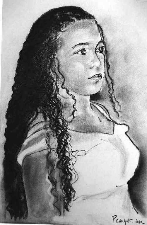 image de portrait au fusain