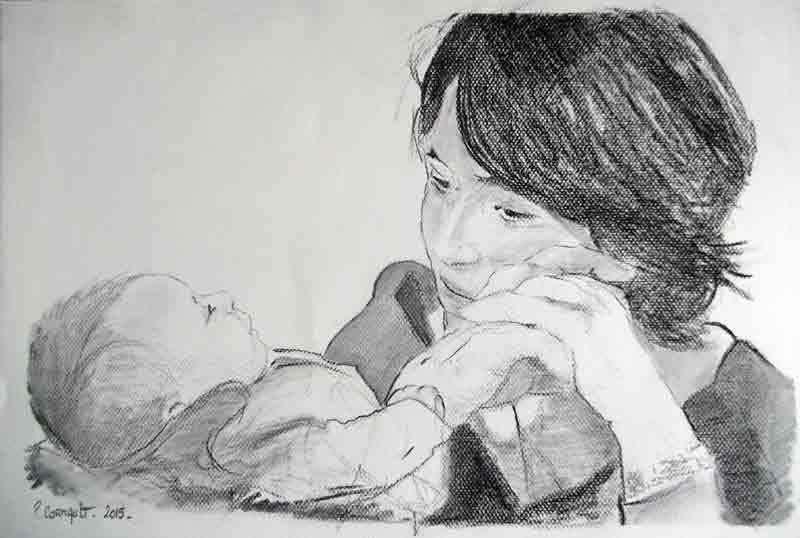 image de portrait au fusain