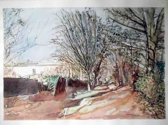 Chemin de la Bourdette à Balma (aquarelle) image de paysage