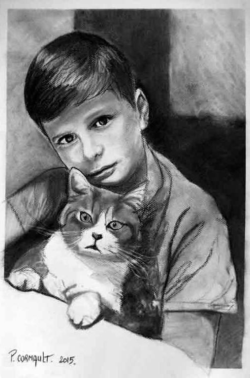 image de portrait au fusain