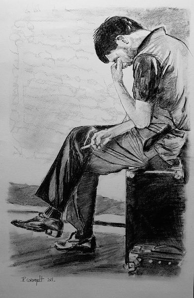 image de portrait au fusain