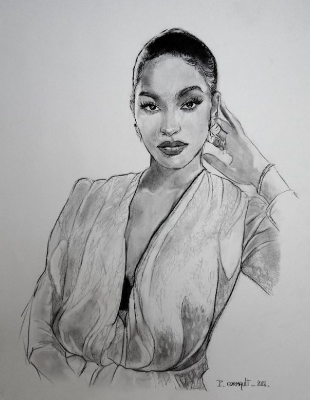 image de portrait au fusain