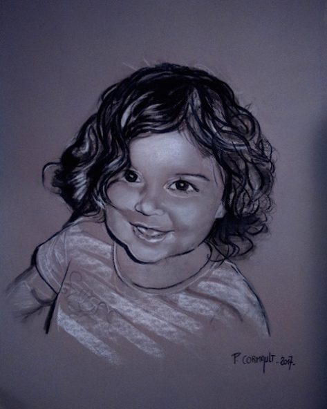 image de portrait au fusain