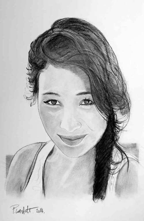 image de portrait au fusain