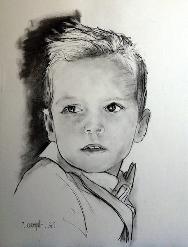 image de portrait au fusain