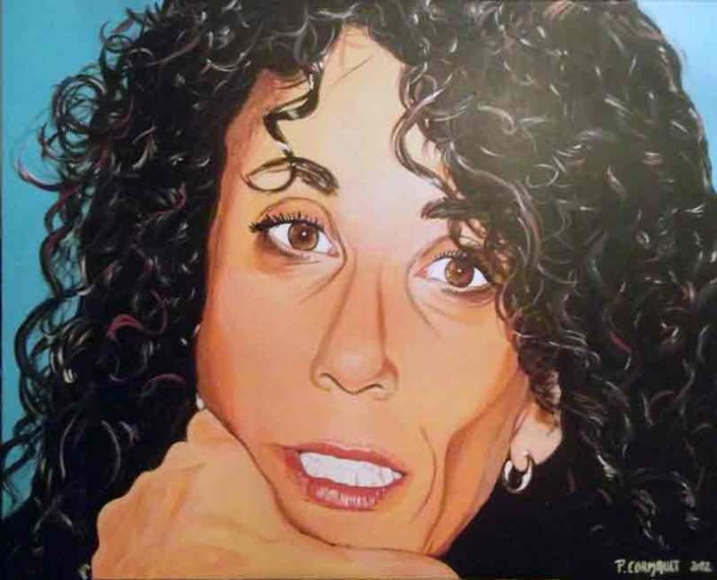 jeune femme, peinture acrylique sur toile image de portrait individuel