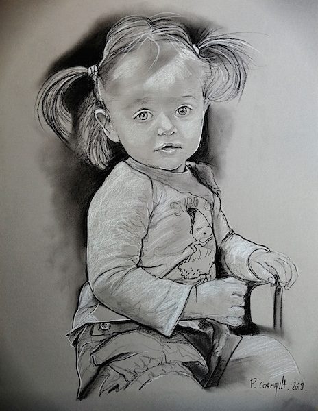 image de portrait au fusain