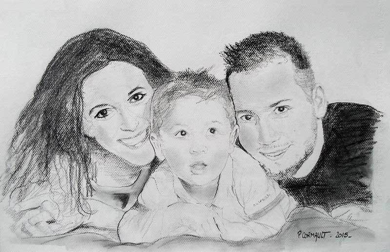 image de portrait au fusain