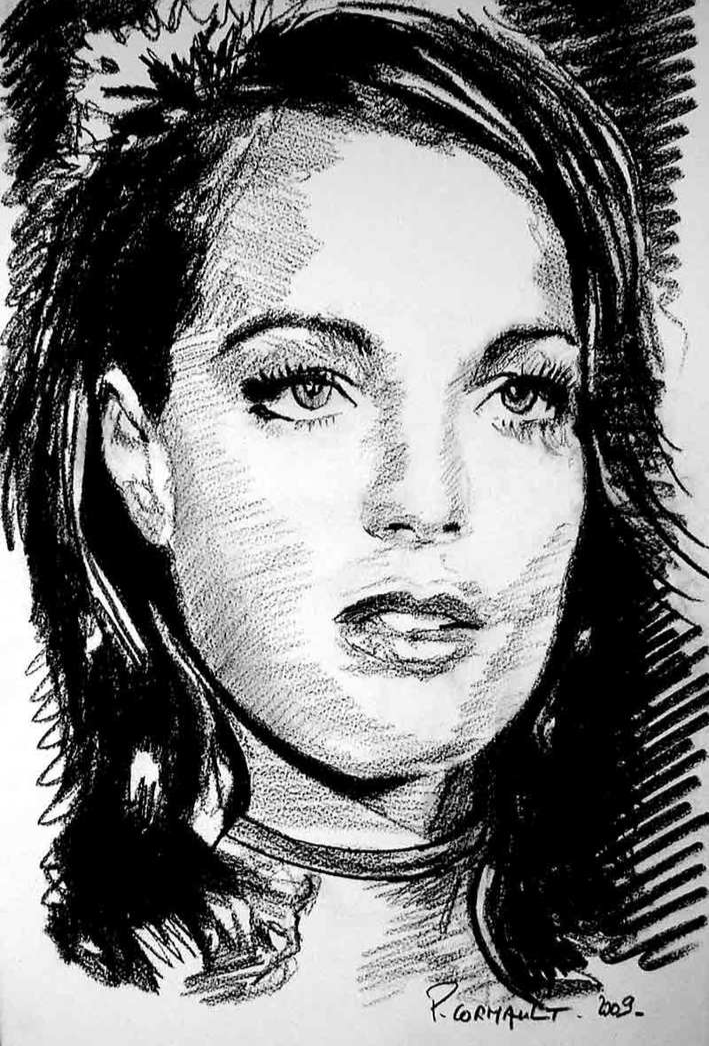 image de portrait au  fusain