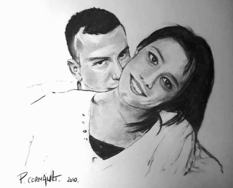 image de portrait au fusain