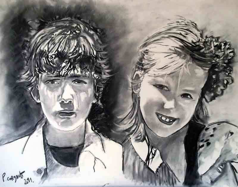 image de portrait au fusain