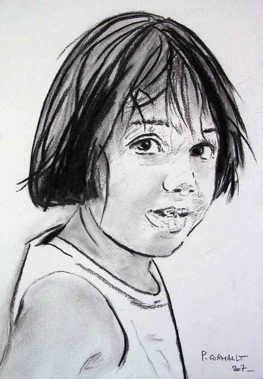 image de portrait au fusain