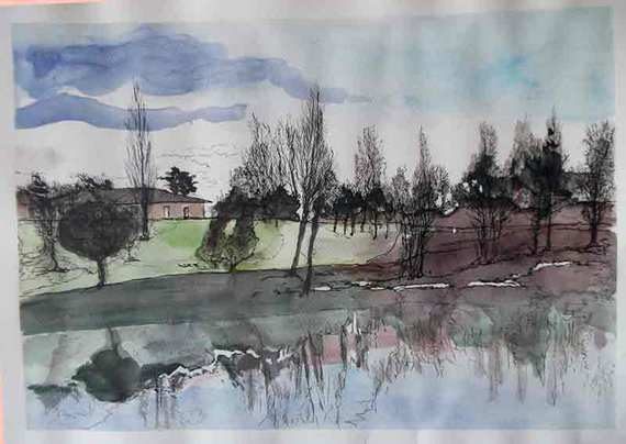 Lac de Saint-Jean (aquarelle) image de paysage