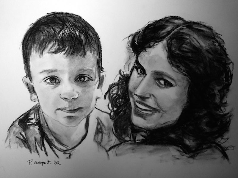 image de portrait au fusain